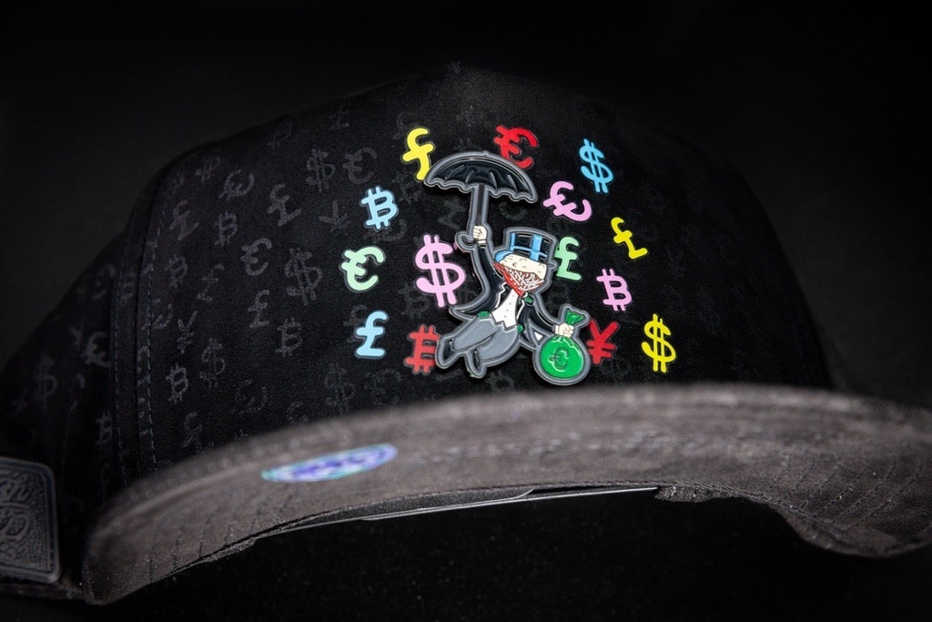 Casquette Noire Full Print - Badge Money Drop | Cash Only