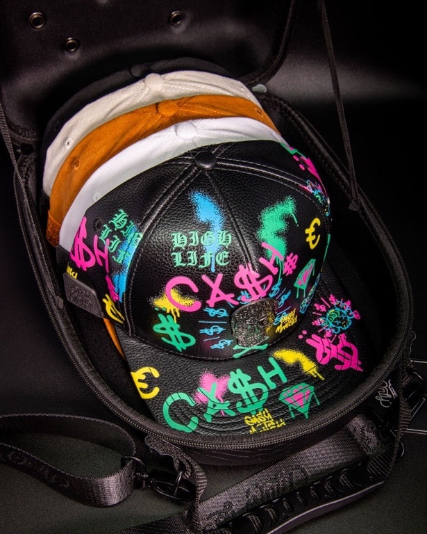 Casquette Cuir Noir Full Print – Skull Graffiti | Cash Only