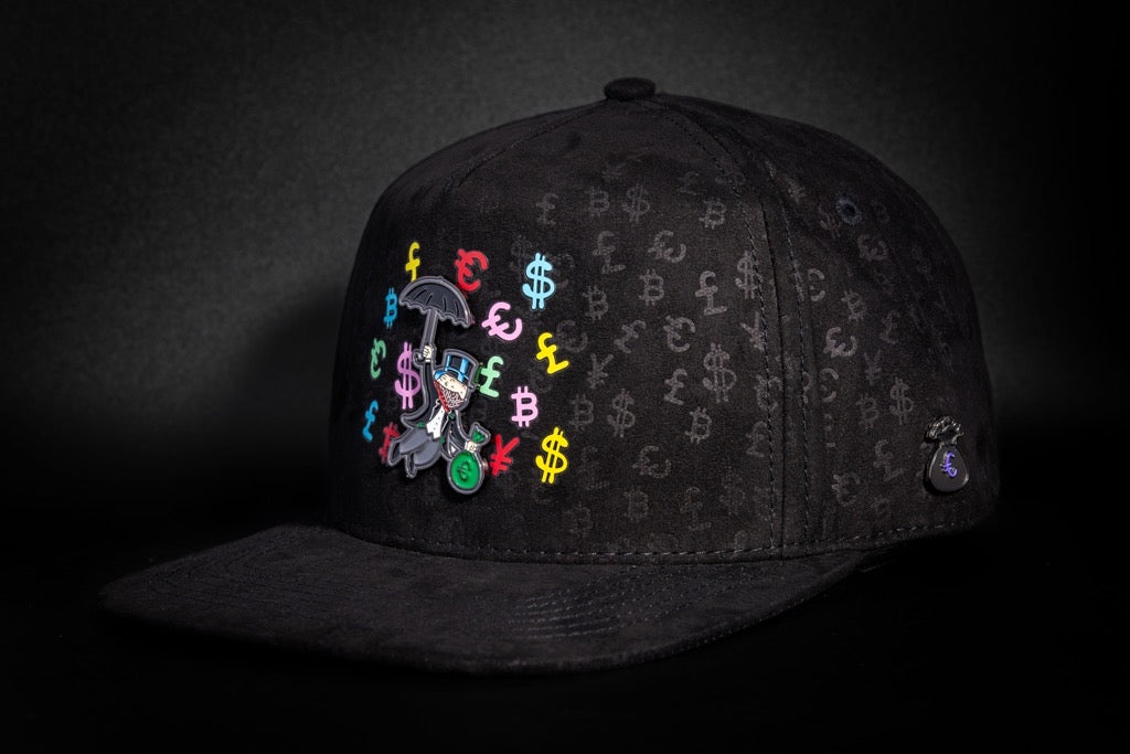 Casquette Noire Full Print - Badge Money Drop | Cash Only
