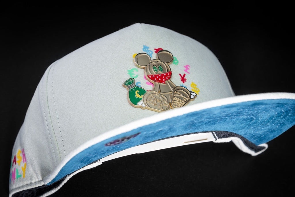 Casquette Beige Suédée - Badge Rich Mouse Golden | Cash Only