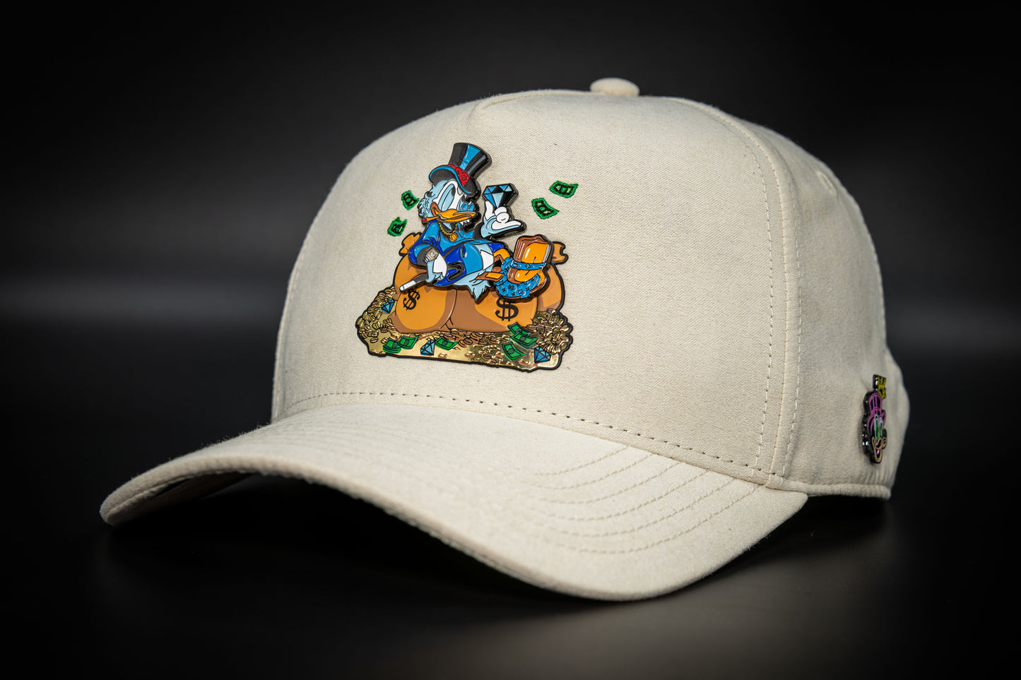 Casquette Beige Suédine – Badge Money Duck | Cash Only
