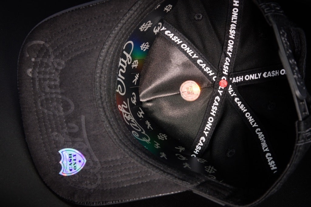 Casquette Noire Full Print - Badge Money Drop | Cash Only