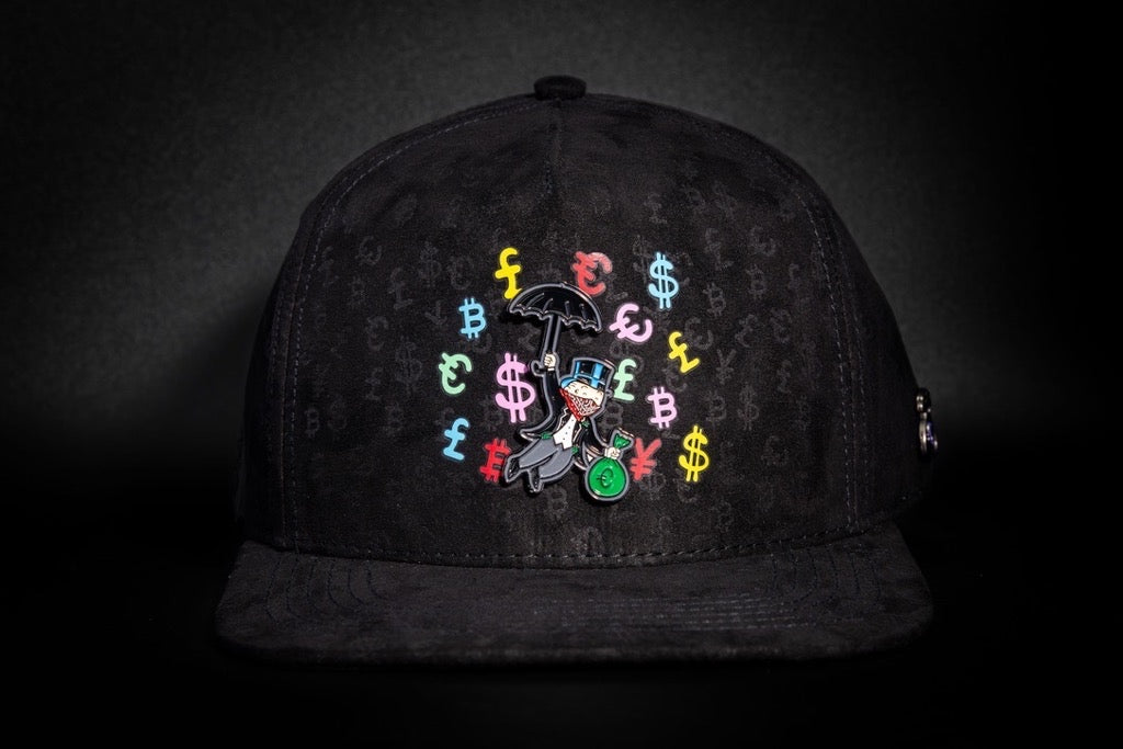 Casquette Noire Full Print - Badge Money Drop | Cash Only