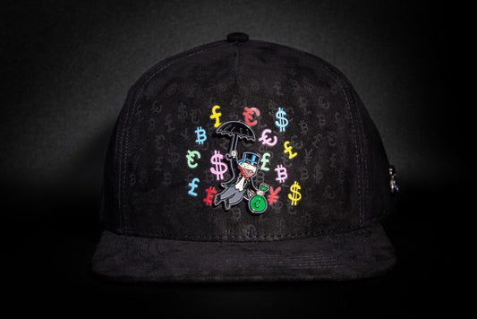 Casquette Noire Full Print - Badge Money Drop | Cash Only