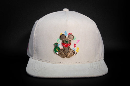 Casquette Beige Suédée - Badge Rich Mouse Golden | Cash Only