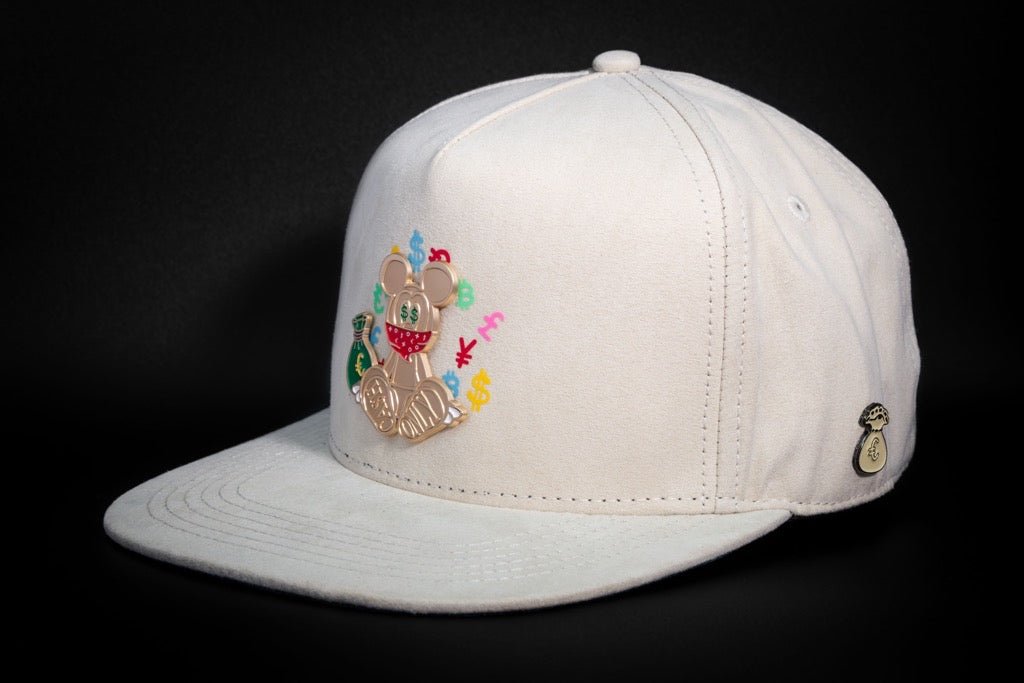 Casquette Beige Suédée - Badge Rich Mouse Golden | Cash Only