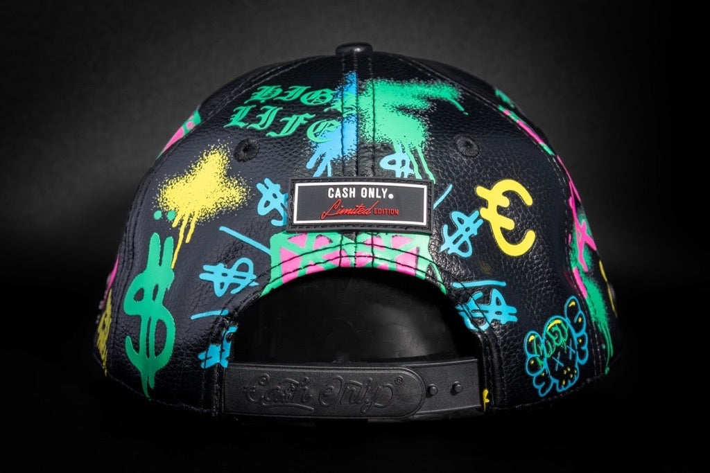 Casquette Cuir Noir Full Print – Skull Graffiti | Cash Only