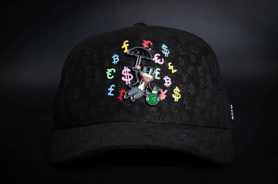 Casquette Noire Full Print - Badge Money Drop | Cash Only