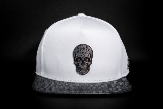 Casquette Skull Blanche – Visière Python Noire | Cash Only