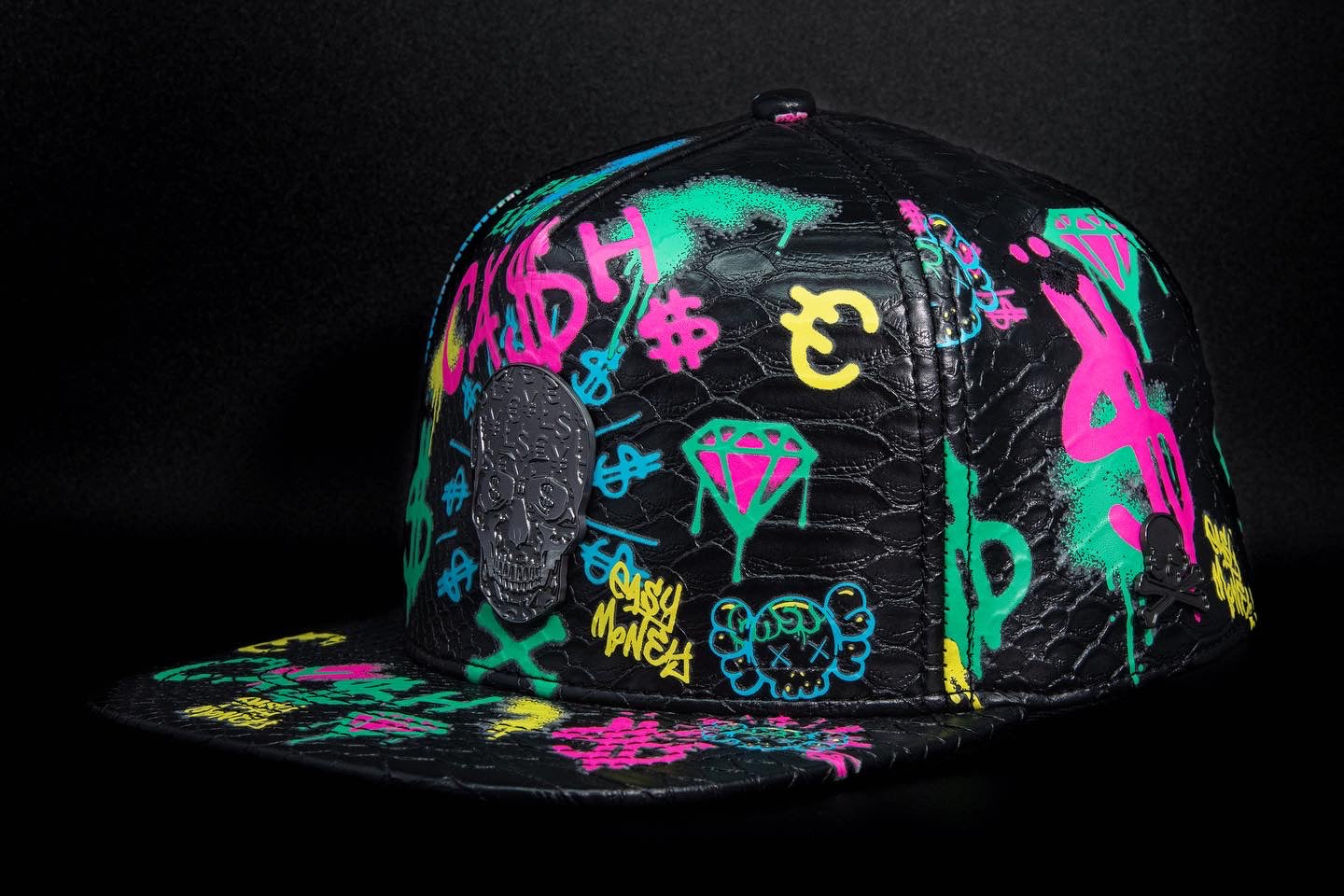 Casquette Full Print Graffiti – Badge Skull Black | Cash Only